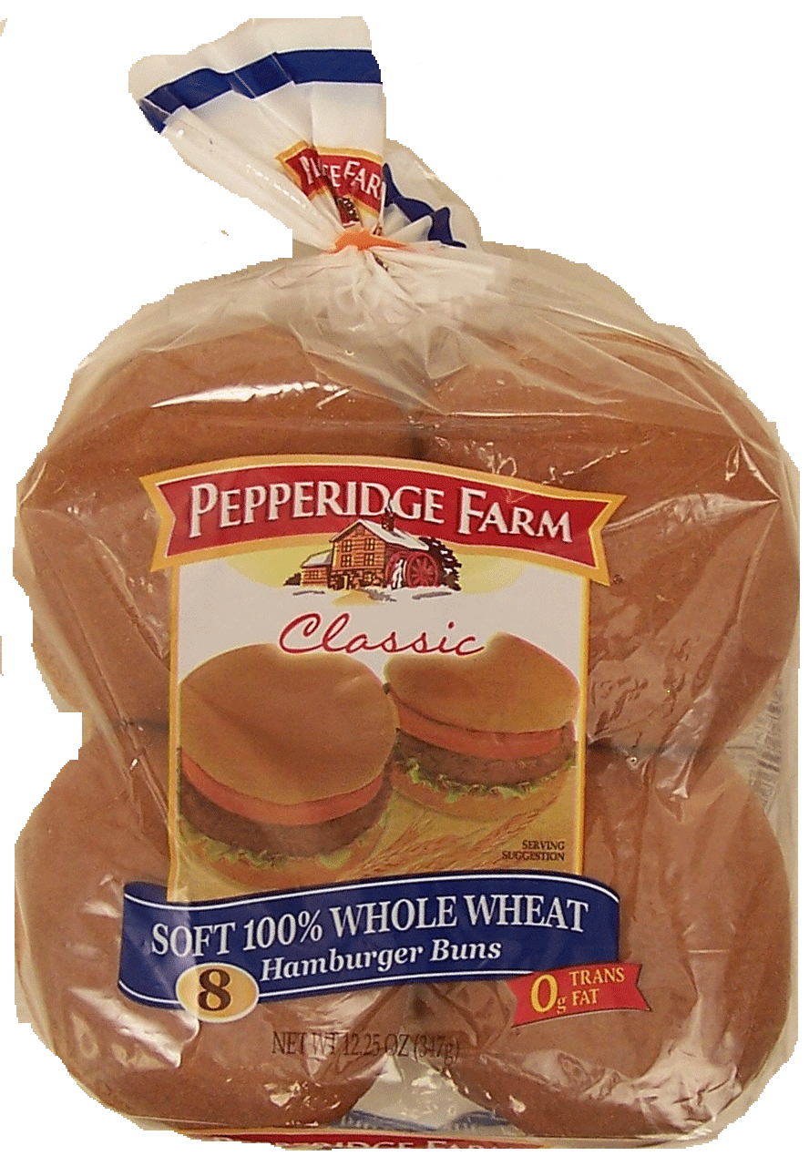 Pepperidge Farm Classic soft 100% whole wheat hamburger buns, 8-count Full-Size Picture